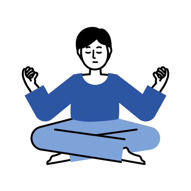 Graphic icon of a young man medidating alone
