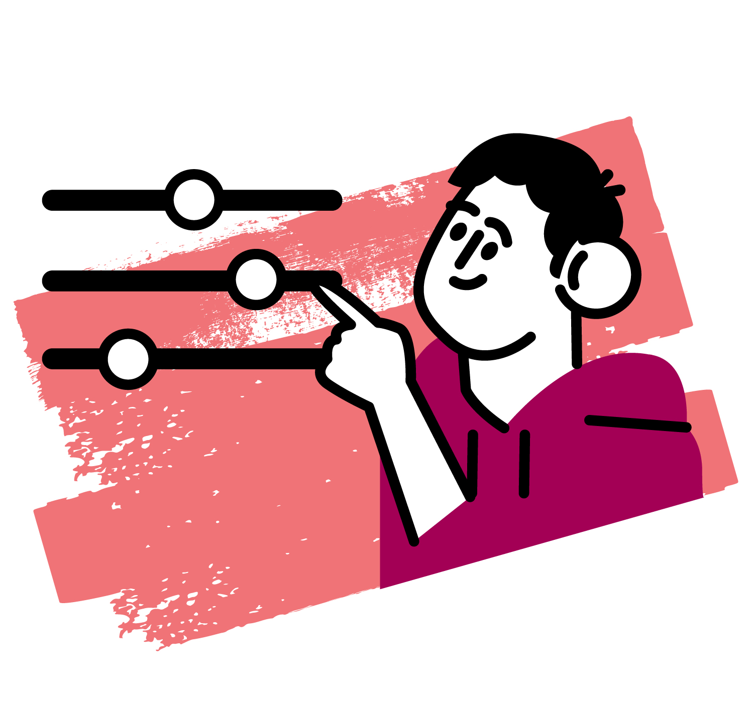Graphic icon of a boy looking at informations