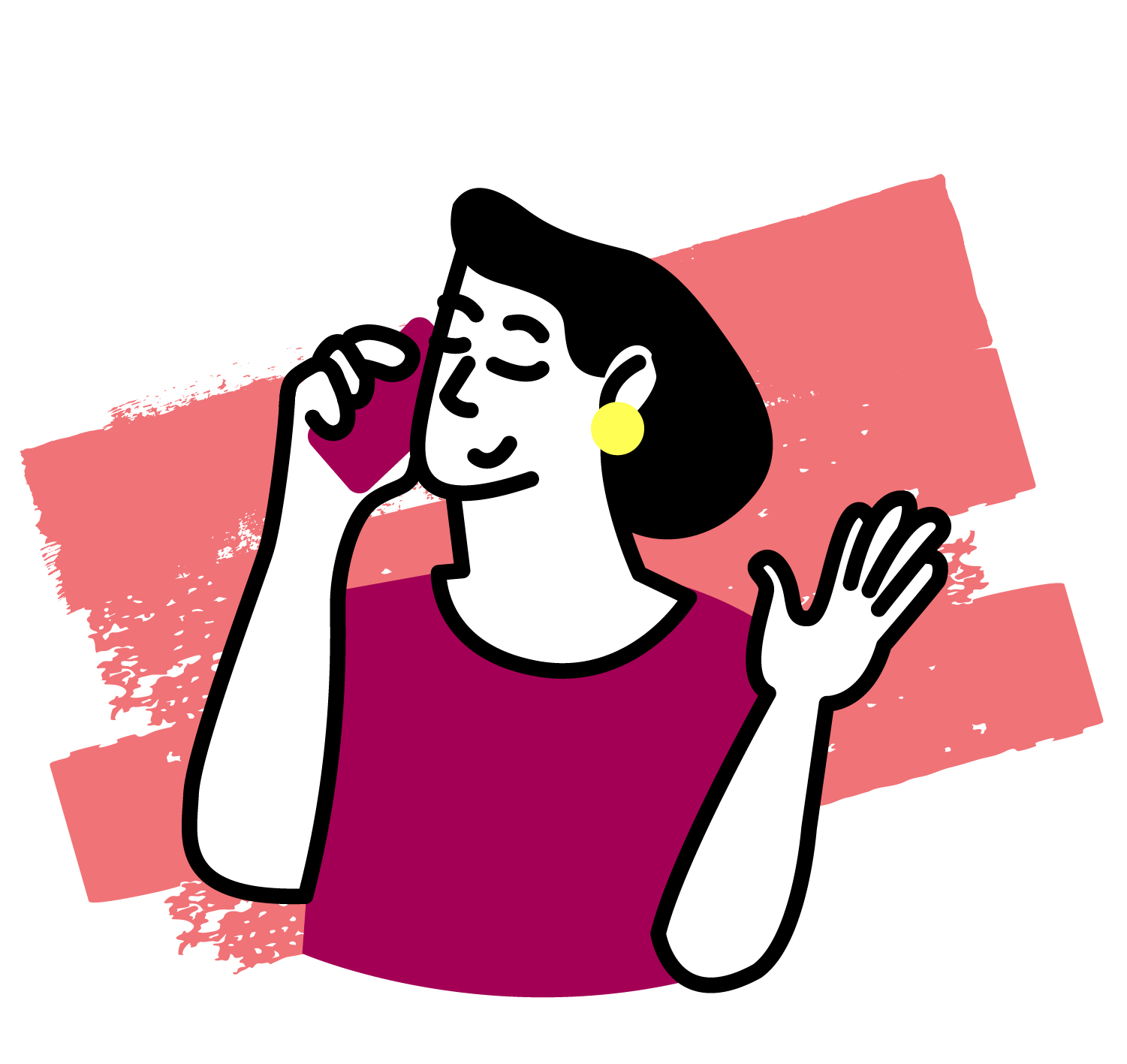 Graphic icon of a girl talking on phone